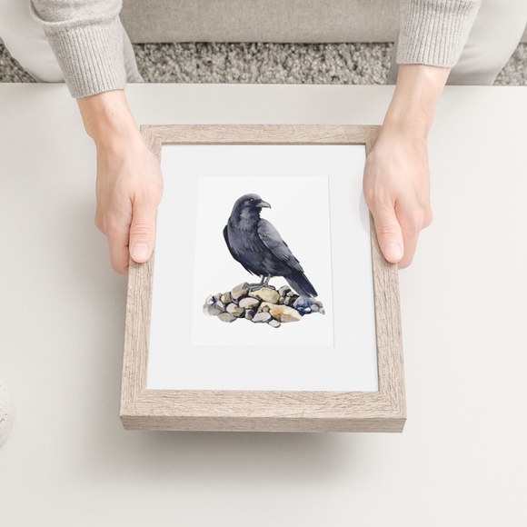 Raven Crow Bird Wall Art Watercolor Illustration Print Poster Card Unframed - Picture 6 of 7